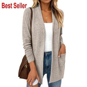 Lightweight Open Front Cardigan Sweater Chic Minimal Casual Loose Fit